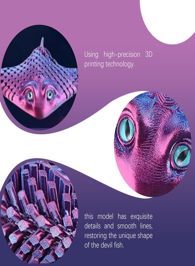 YOUNEEDFUL 3D Printing Devilfish Cute Devilfish,3D Printed Toys,Desktop pet Toy Gifts and Home Decorations (Laser red) - Image 5